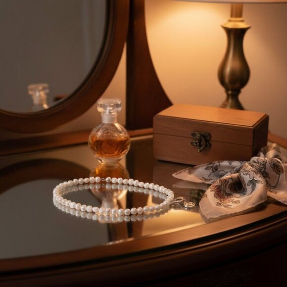 Freshwater Pearl Necklace With 925 Sterling Silver Heart Charm Clasp 17" Length - Picture 4 of 6